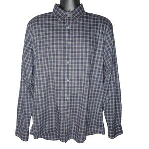 Faherty Button Down Shirt Mens XL Pink‎ Blue Flannel Long Sleeve Plaid